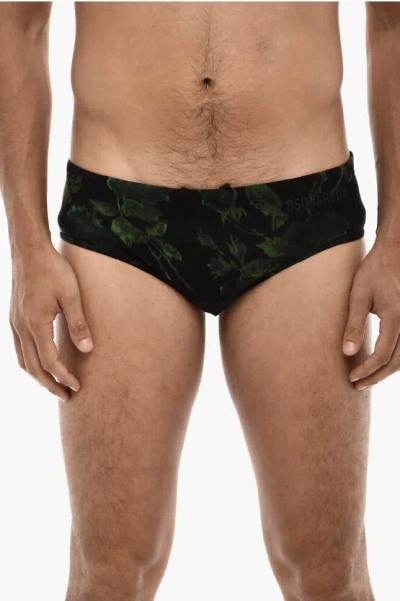 Dsquared2 Printed Slip Swimsuit In Black