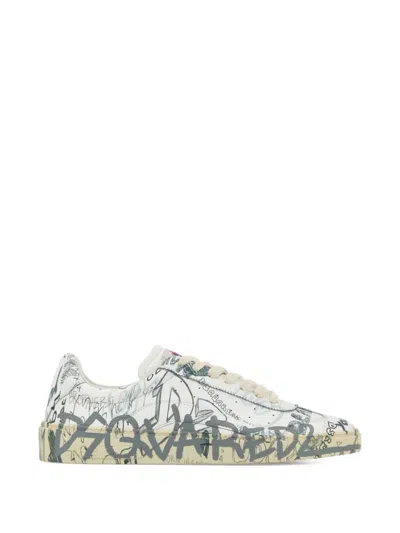 Dsquared2 Dsquared Men Printed Leather Rider Sneakers In Multi
