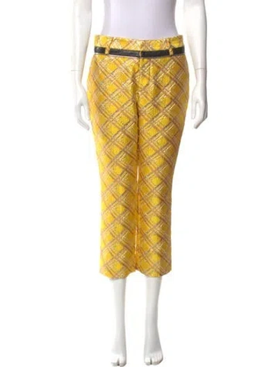 Pre-owned Dsquared2 Printed Straight Leg Pants W/ Tags In Yellow