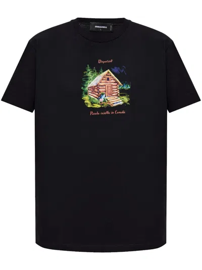 Dsquared2 Printed T-shirt In Black