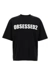 Dsquared2 Black Crewneck T-shirt With Maxi Logo Lettering On The Front In Multi