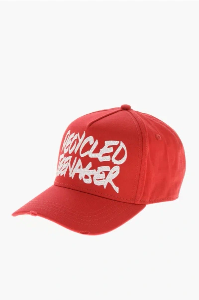 Dsquared2 Printed Teenager Baseball Cap In Red
