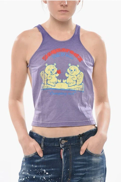 Dsquared2 Printed Top With Open Back In Purple