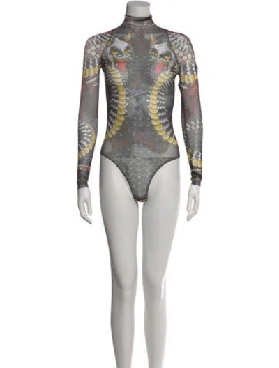 Pre-owned Dsquared2 Printed Turtleneck Bodysuit W/ Tags In Black