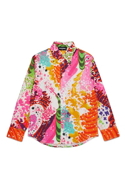 Dsquared2 Psychedelic Dreams Allover Shirt In Green