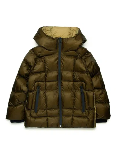 Dsquared2 Kids' Puffer Jacket With Hood In Dq558 Dark Khaki