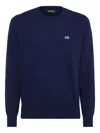 Dsquared2 Ribbed Crewneck Sweater With Cuffs And Hem In Blue