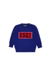 Dsquared2 Merino Wool Pullover With Logo Dsq2 In Blue