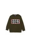 Dsquared2 Merino Wool Pullover With Logo Dsq2 In Green