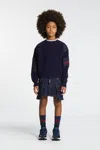 Dsquared2 Wool Blend Pullover With Denim Inserts In Blue