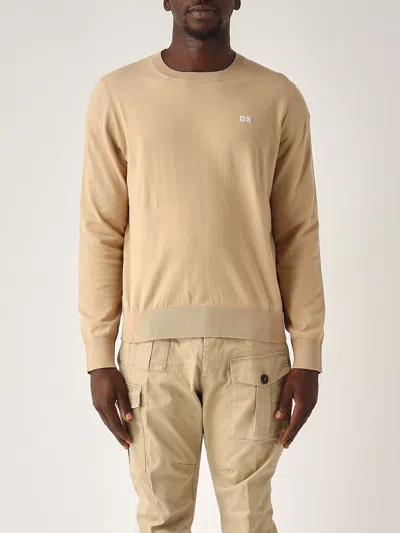 Dsquared2 Cotton Crewneck Sweater In Cammello