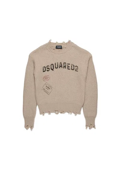 Dsquared2 Pullover Con Grafica Passport E Rotture In Grey
