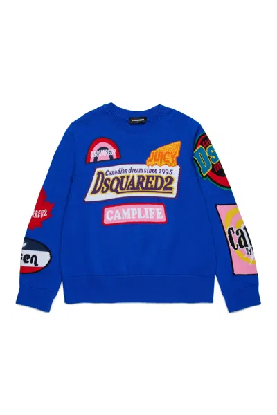 Dsquared2 Pullover With Urban Graphics In Blue