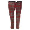 Dsquared2 Punk Plaid Patent Trim Cropped Pants In Red