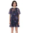 Dsquared2 Purple Floral Round Neck Mini Dress In Blue