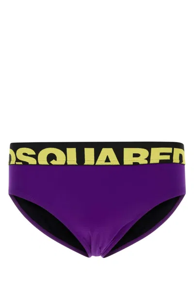 DSQUARED2 MEN PURPLE STRETCH SWIMMING BRIEF, XXL LUXURY SWIMWEAR FOR MEN DARVEYS