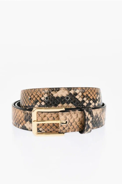 Dsquared2 Python Effect Leather Belt With Golden Buckle 25mm