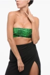 Dsquared2 Python-effect Leather Off-the-shoulder Top In Green