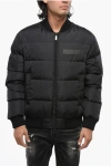 Dsquared2 Quilted Bomber Down Jacket With Tone On Tone Logo In Black