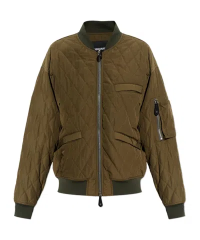 Dsquared2 Quilted Bomber Jacket In Green