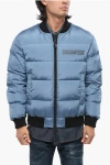 Dsquared2 Quilted Down Jacket With Printed Logo In Blue