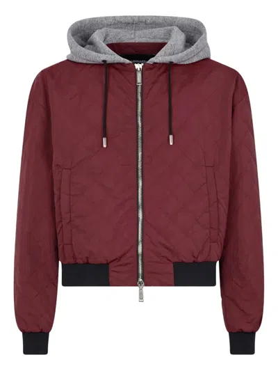 Dsquared2 Gesteppte Bomberjacke Mit Kapuze In Red