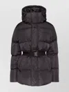 Dsquared2 Quilted Hooded Coat Belted Waist In Purple