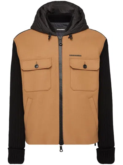 Dsquared2 Quilted Hooded Jacket In Brown