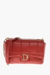 Dsquared2 Quilted Leather Bag With Golden Chain Shoulder Strap In Red