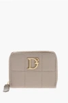 Dsquared2 Quilted Leather Wallet With Metal Logo In Neutral
