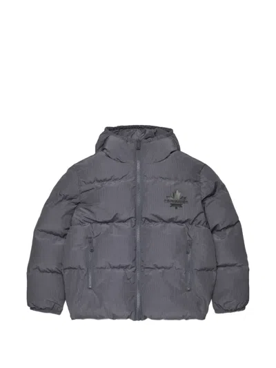 Dsquared2 Kids' 로고 프린트 퀼팅 재킷 In 그레이