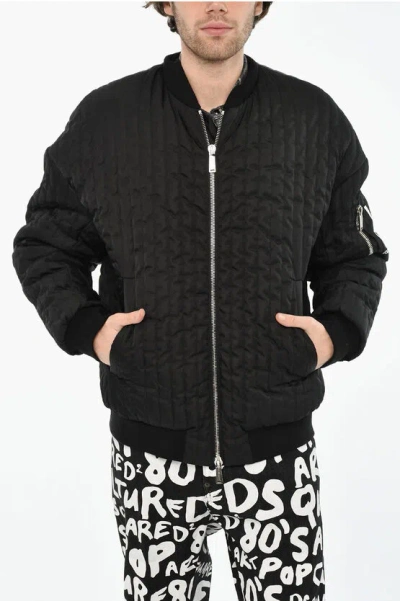 Dsquared2 Quilted Nylon Bomber In Black