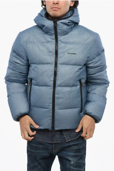Dsquared2 Quilted Nylon Down Jacket With Hood In Blue