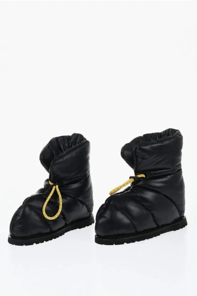 DSQUARED2 QUILTED NYLON PUFFY BOOTIES WITH DRAWSTRINGED CLOSURE