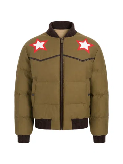 Dsquared2 Quilted Star-patch Jacket In Green