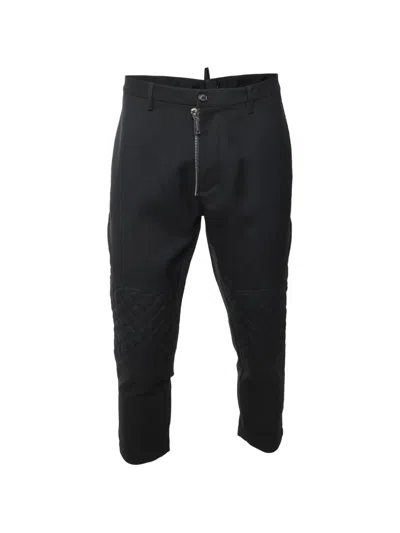 Pre-owned Dsquared2 Quilted Zip-detail Trousers In Black