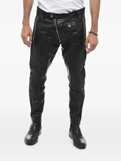 Dsquared2 Quilted-detail Biker Trousers In Black