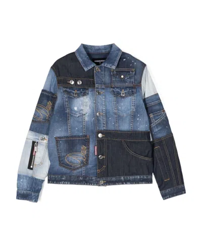 Dsquared2 Quilting Details Denim Jacket In Blue
