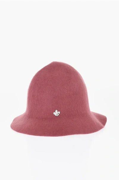 Dsquared2 Rabbit-felt Bucket Hat With Metal Plaque In Pink