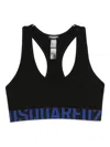 Dsquared2 Racer-back Logo-band Sports Bra In Black