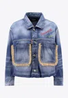 Dsquared2 Raffia-trimmed Denim Jacket