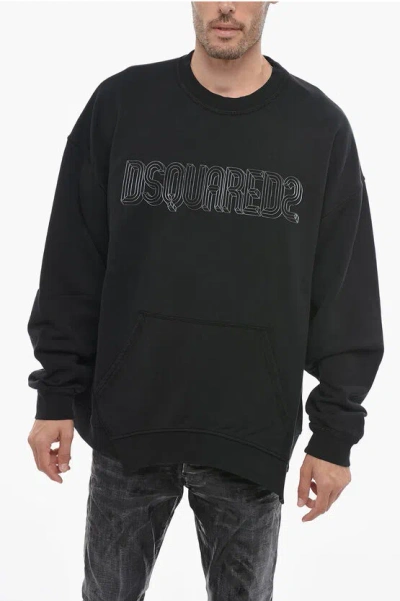 Dsquared2 Ragian Cool Sweatshirt With Embossed Logo In Black