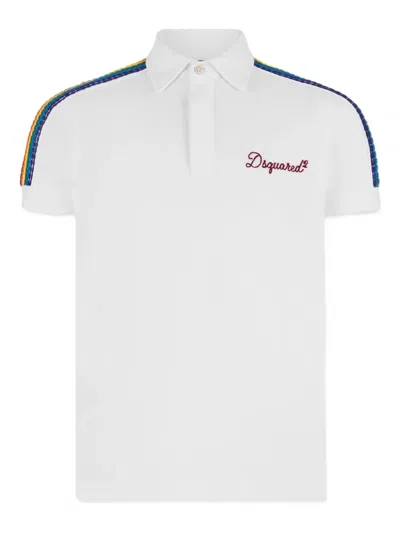 Dsquared2 Rainbow-detail Polo Shirt In White