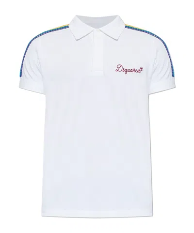 Dsquared2 Rainbow-detail Polo Shirt In White