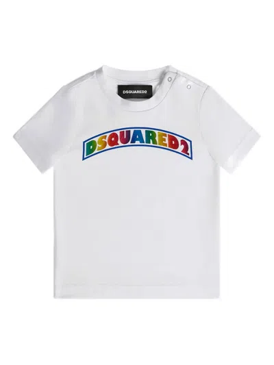 Dsquared2 Kids' Rainbow-print Cotton T-shirt In White