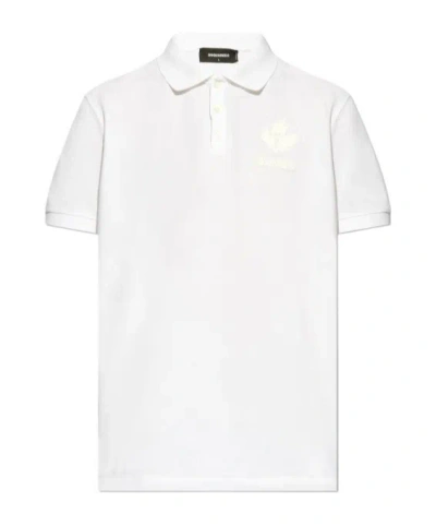 Dsquared2 Raised-logo Cotton Polo Shirt In White