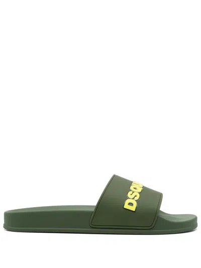 Dsquared2 Raised-logo Slides In Green