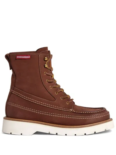 DSQUARED2 RAISED-SEAM LEATHER BOOTS