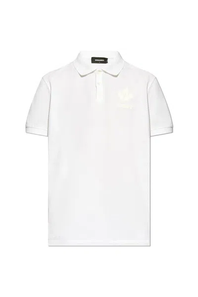 Dsquared2 Raised-logo Cotton Polo Shirt In White
