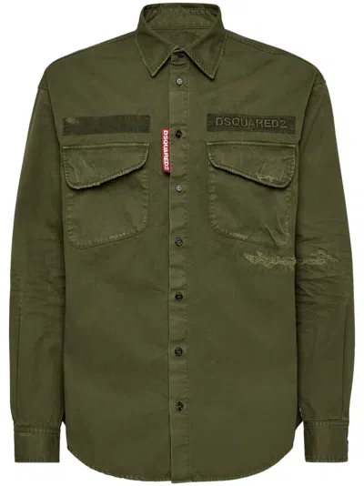 Dsquared2 Dsquared Bottle Green Stretch Corduroy Shirt
